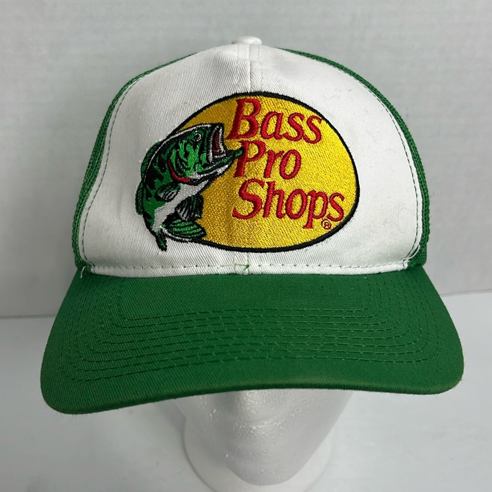 Bass pro shops gone fishing‎ mesh trucker hat green & white